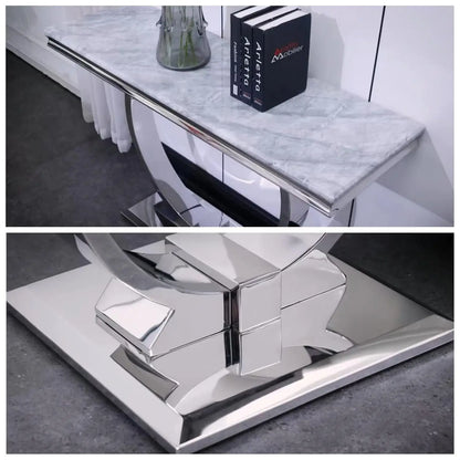 Modern Console Table for Entryway, Mirrored Sofa Table with U-Base, Silver Narrow Console Table, Rectangular, Customized