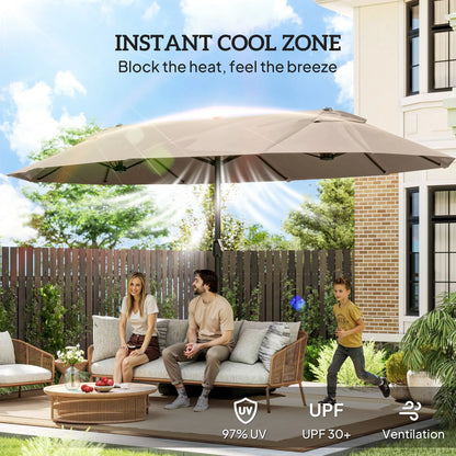 Outsunny Double Sided Rectangular Patio Umbrella with Crank and Base