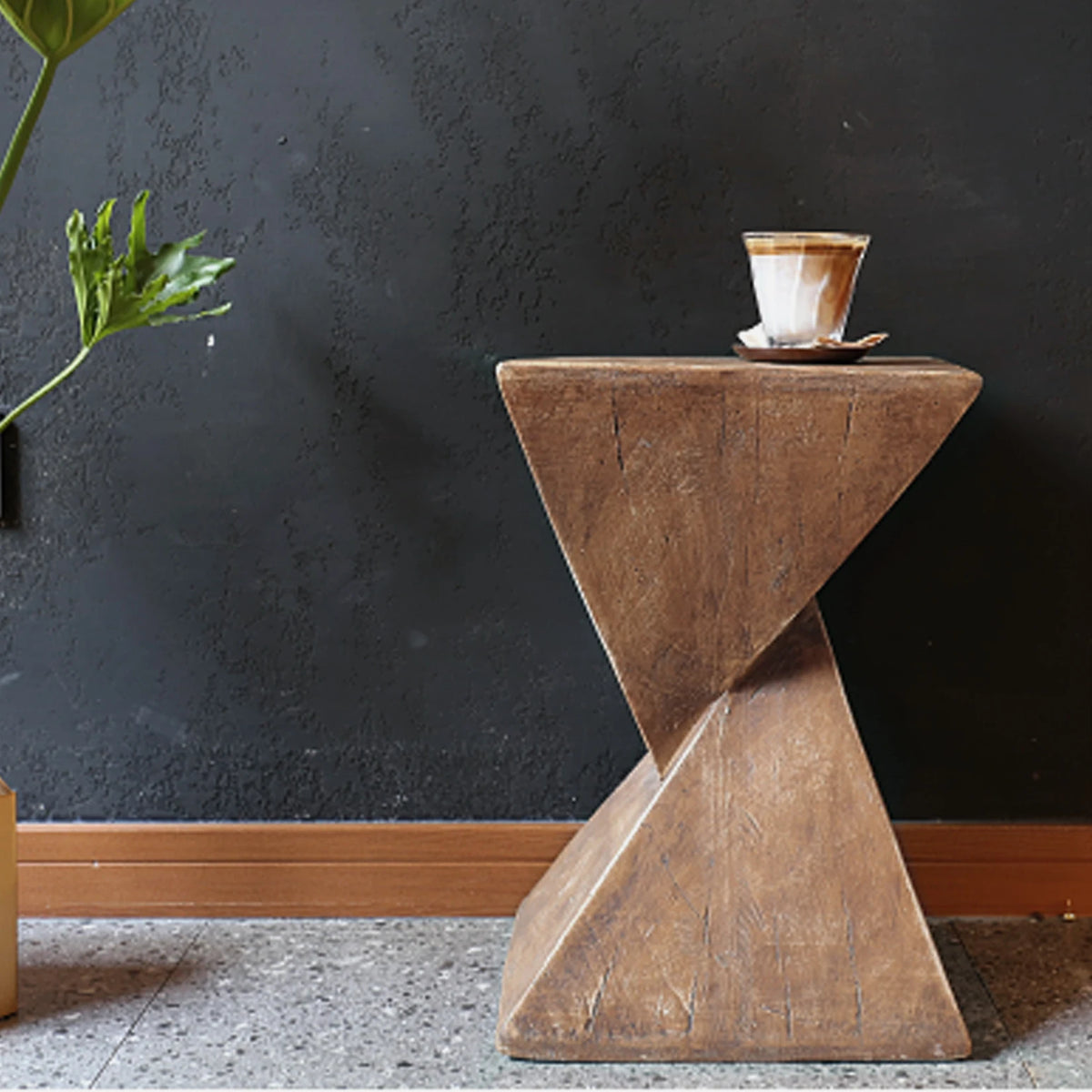 Modern Geometric Lightweight Concrete Accent Side Table for Home