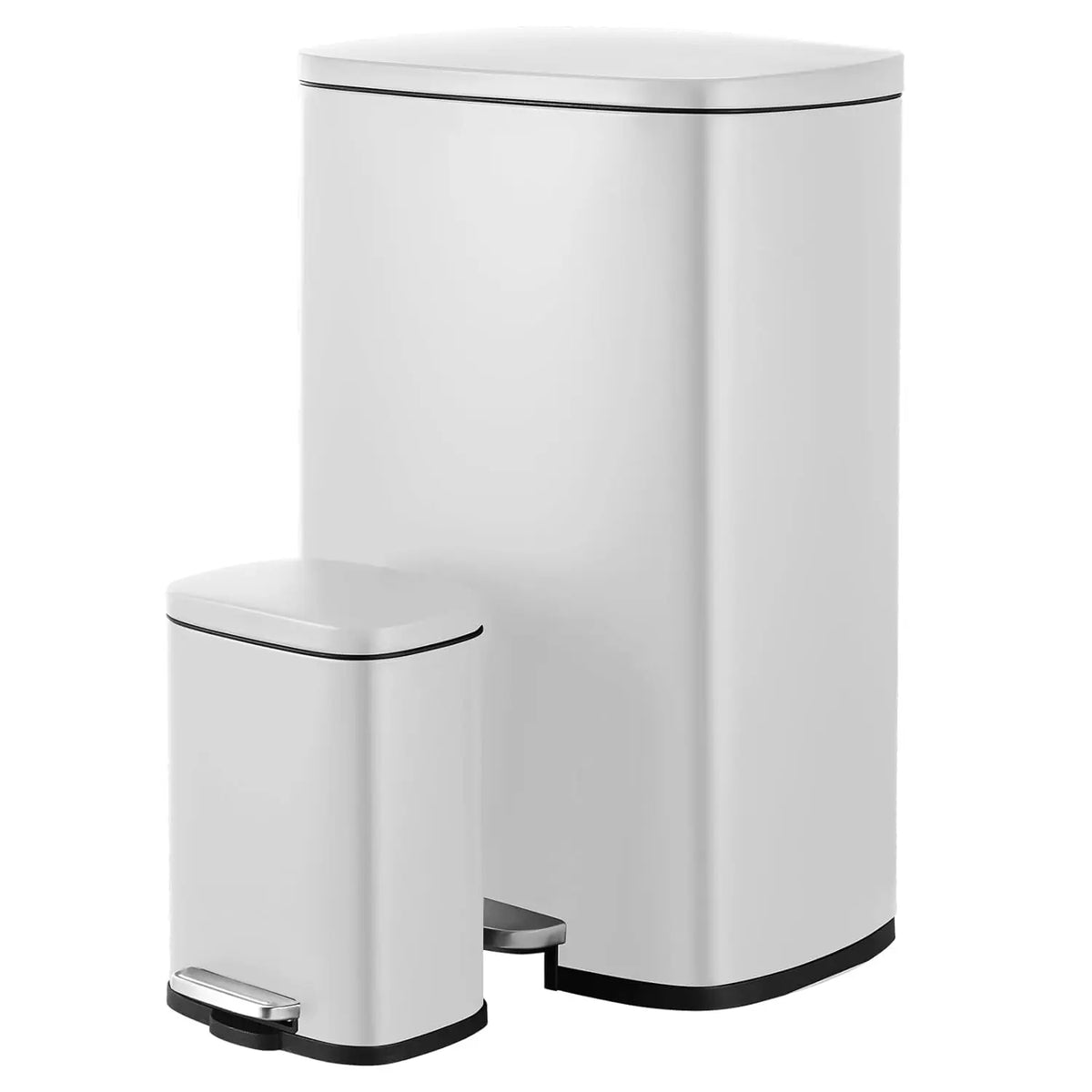 Kitchen Trash Garbage Can 50L+5L Soft-Close, Smudge Resistant Trash Can with Foot Pedal-Brushed Stainless Steel, Satin Nickel