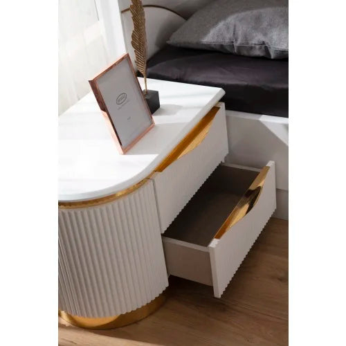 General Left Two-Drawer Wood Nightstand Minimalist