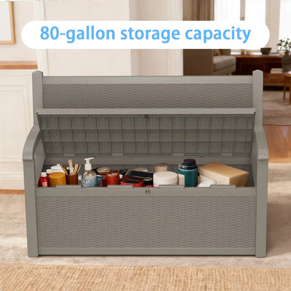 Weatherproof Rattan Look Outdoor Storage Bench for Patio and Garden