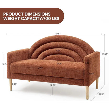 Modern Linen Upholstered Loveseat Sofa with Wood Frame