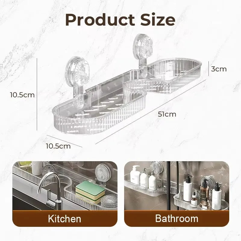 Shower Suction Cup Shelf Basket Light Glacier Pattern One Second Installation bathroom Organizer Storage Rotating To Suck Remove