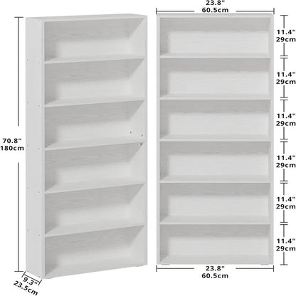 IRONCK Bookshelves and Bookcases Set of 2 Floor Standing 6 Tiers Display Storage Shelves 70 in Tall Bookcase for Home Office
