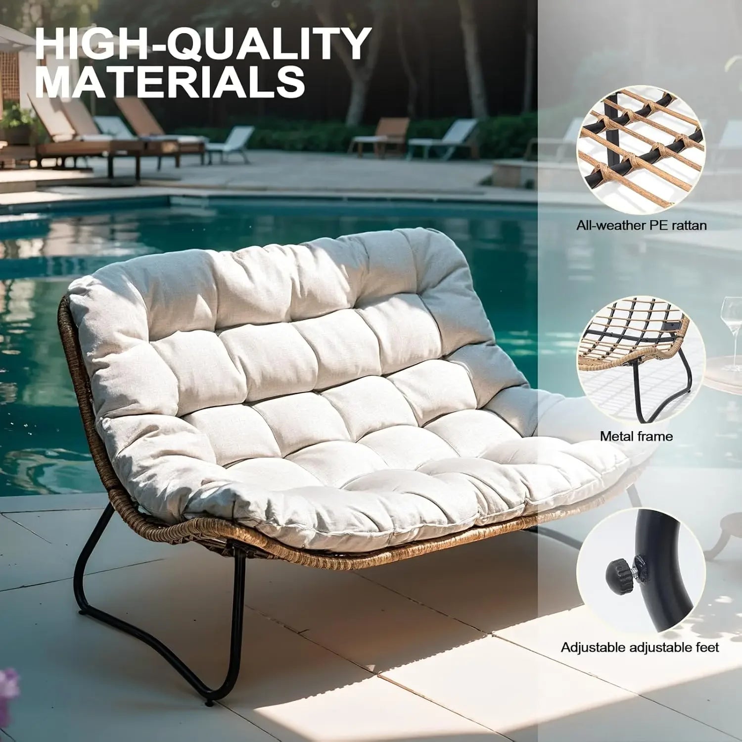 BestsellerOutdoor Loveseat, 2 Seater Outdoor Couch with Soft Cushion, All-Weather Boho Rattan Patio Furniture for Balcony