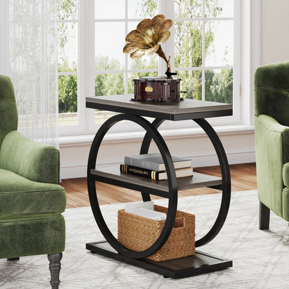 Tribesigns Industrial Narrow End Table With Three Storage Shelves