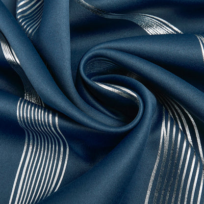 4PCS Blackout Curtains Grommet Thermal Insulated Room Darkening  With Wave Foil Printed For Bedroom