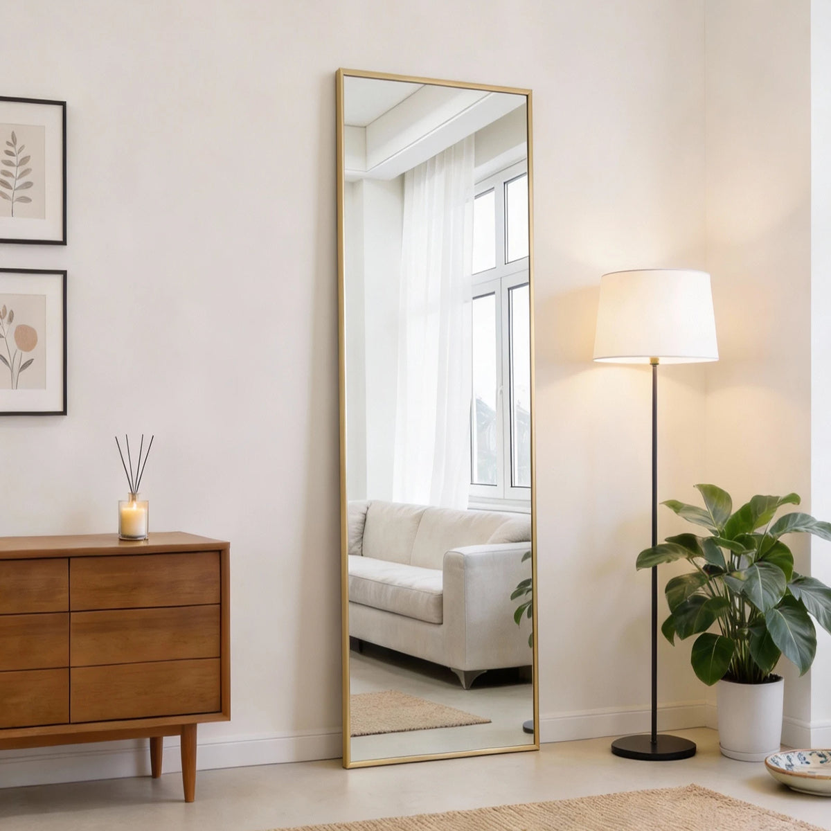 JHK Full Length Wall Mirror With Stand For Home Decor