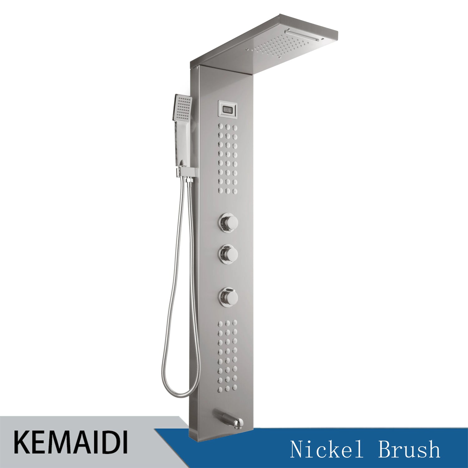 KEMAIDI Multifunctional Shower Panel Tower with Rainfall Waterfall Bathroom Shower Column Bath Shower Systerm W/ Massage Jets