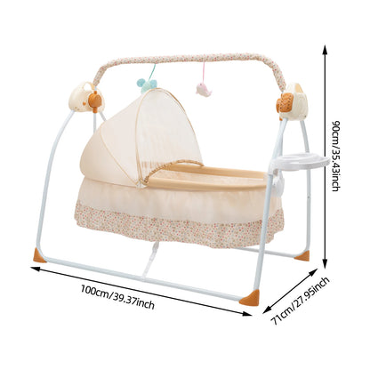 Foldable Electric Baby Cradle 0-18M 5 Speeds Swing Remote Control Bluetooth Music Mosquito Net 25KG Capacity for Sleep Play