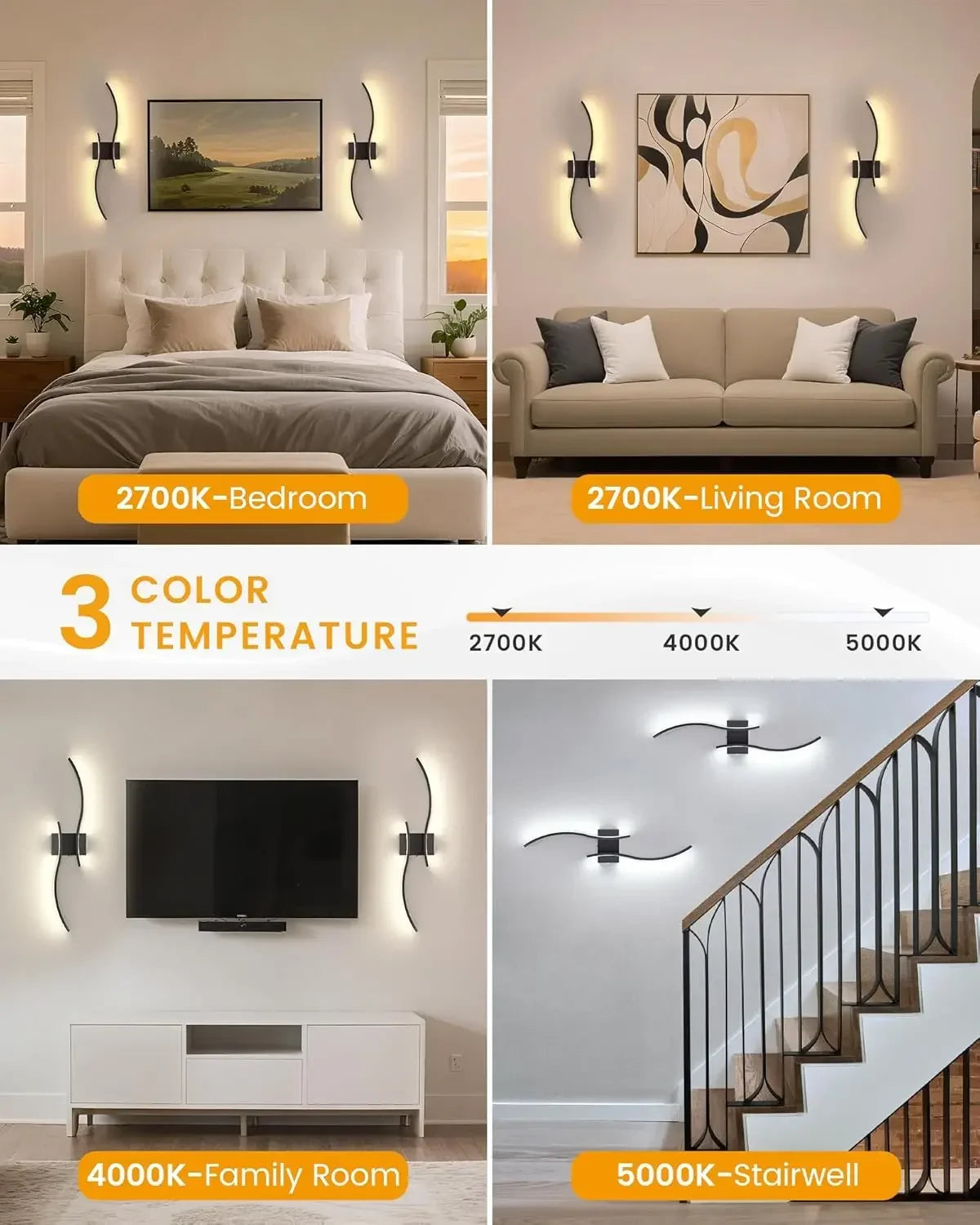 27.6 Inch Battery Operated Wall Sconce Set of 2, Black Modern Rechargeable Wall Lights with Remote, 3CCT Dimmable Wireless Wall