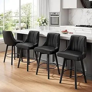 Counter Height Swivel Bar Stool Set of 4 with Back