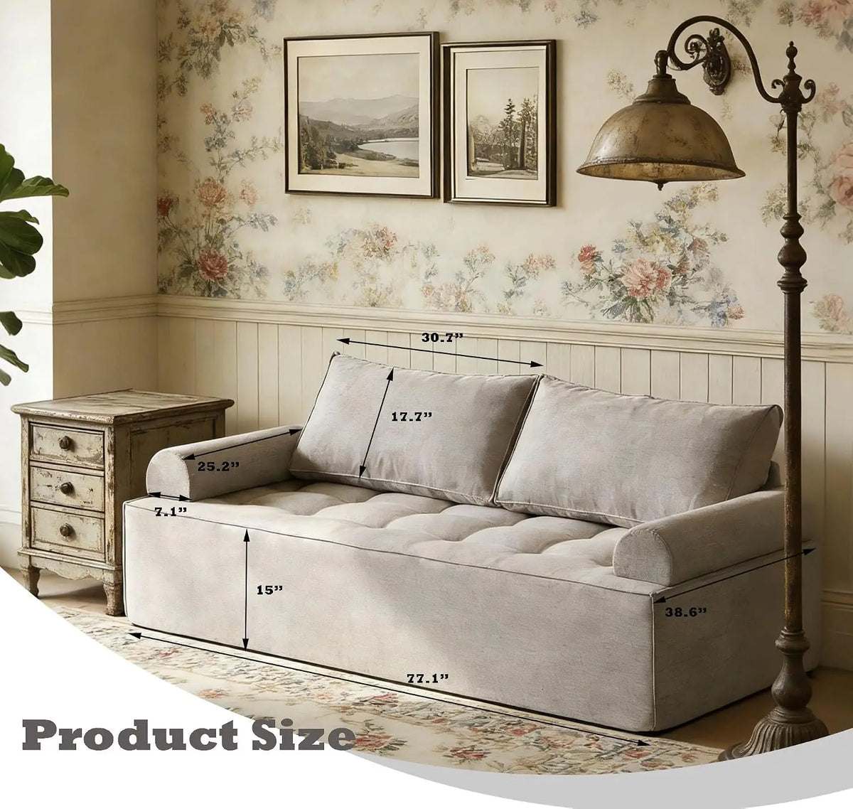HOMREST Sponge Loveseat Sofa with Cushion Back and Wooden Frame