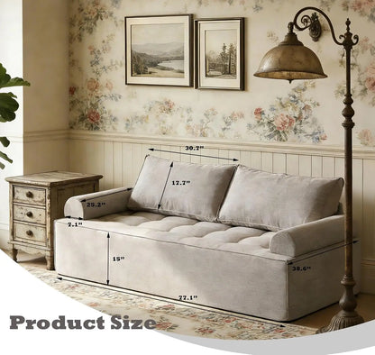 HOMREST Sponge Loveseat Sofa with Cushion Back and Wooden Frame