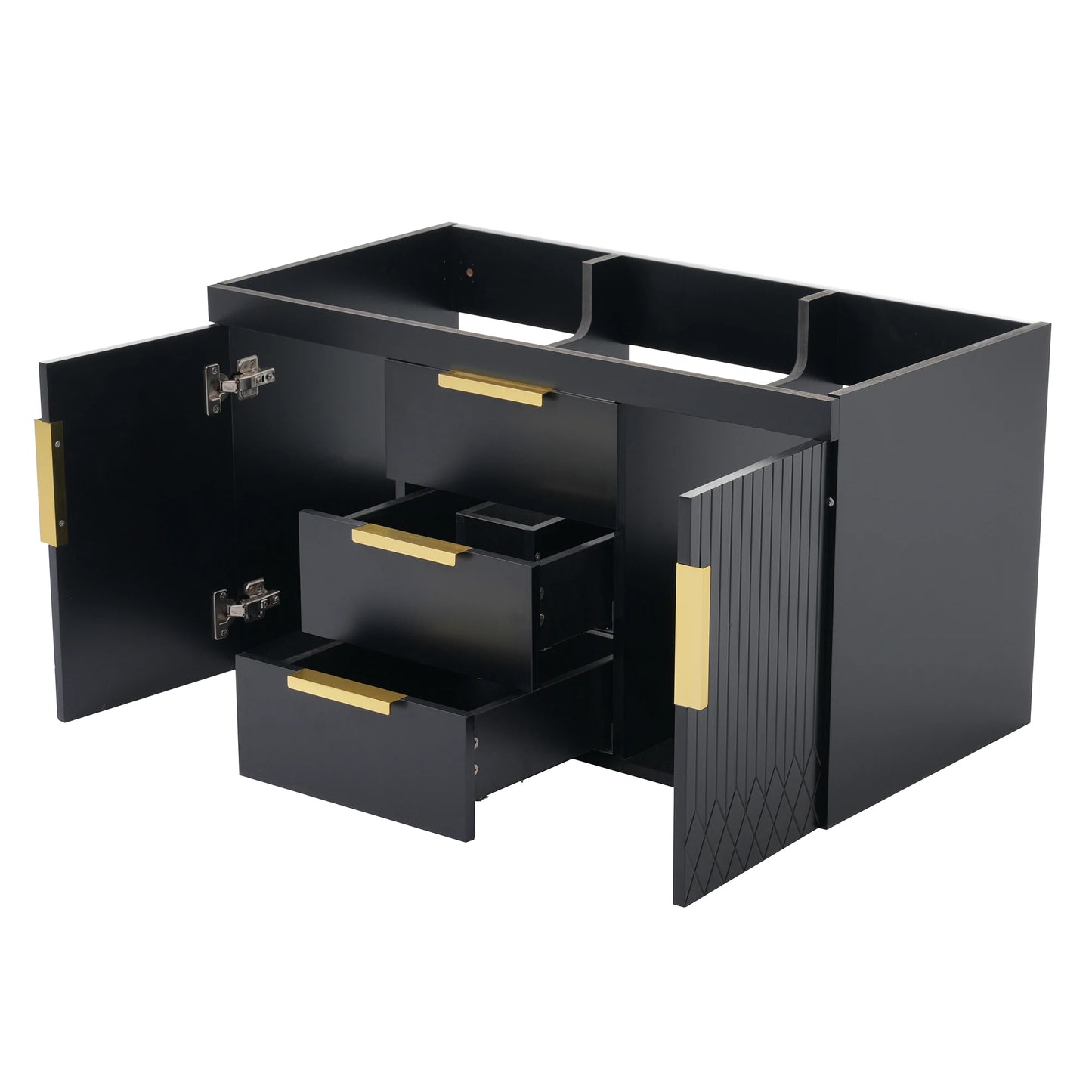 36'' Wall Mounted Bathroom Vanity without Sink, Floating Bathroom Storage Cabinet with 2 Drawers, Solid Wood Bathroom Cabinet