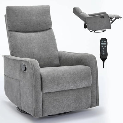 Heat Massage Manual Recliner Chair with Rocker &amp; 360° Swivel, Fabric Upholstered Reclining Armchair with Lumbar, Customized