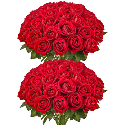 SucceBuy 60/120/500 pcs Artificial Flowers with Stems for DIY Wedding Home Centerpieces Arrangements Party Tables Decorations