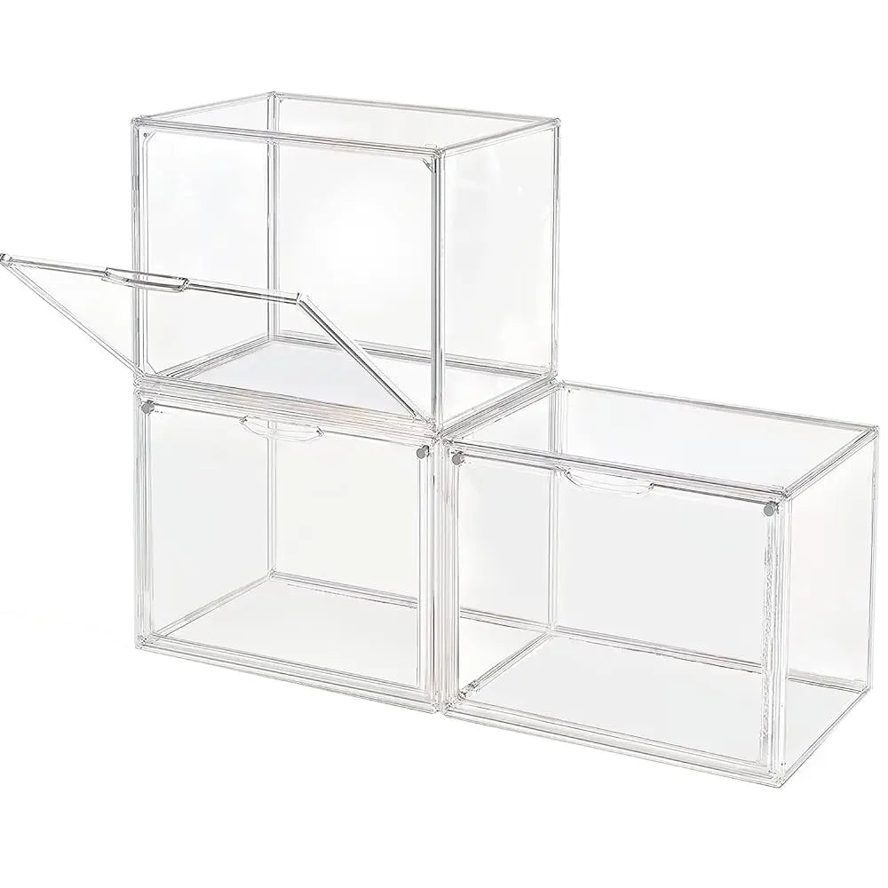 Clear Display Box Organizer Stackable with Magnetic Door Large Capacity Storage Box Purse  Showcase For Makeup Book Collectibles