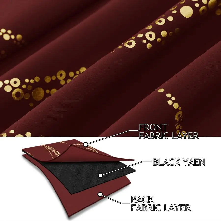 Blackout Curtains 84 inch Length Living Room Thermal Insulated Gold Wave Line Dots Pattern Curtains Room Darkening Grommet Curta