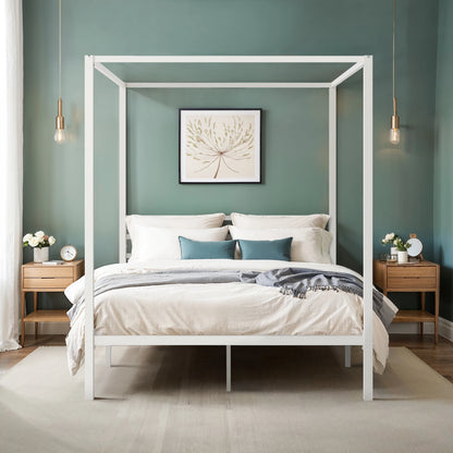Hoomic Canopy Bed Frame Enhanced 4-Poster Modern Metal