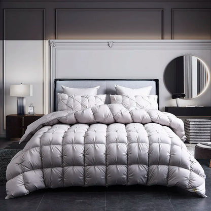 White Goose Down Duvet Warm Winter Thick 3D Bread Comforter Pinch Pleated Blanket Filling for Single Double Couple Bed Quilts