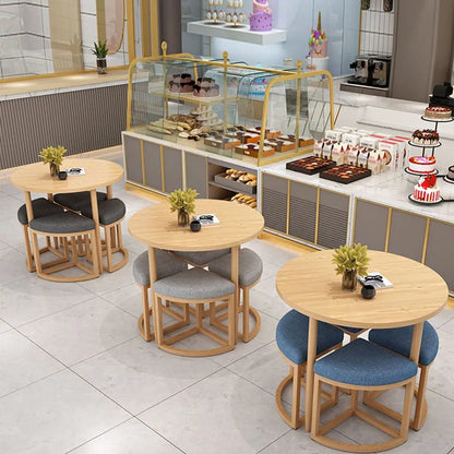 Small Coffee Table,Round Dining Room Table Set,Kitchen Table and Chairs Set for 4,Office Business Hotel Lobby Dining Table Set,