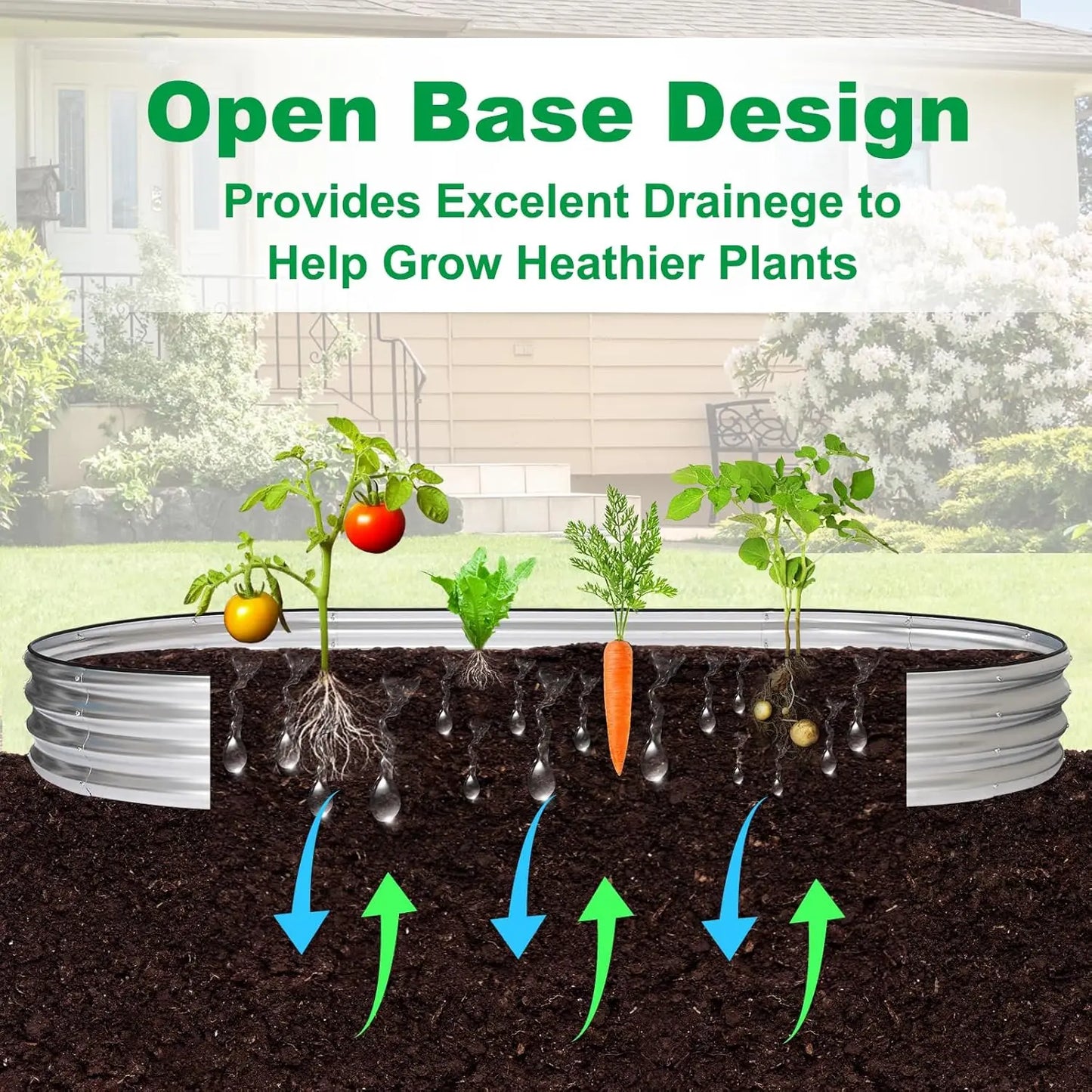 8x4x1ft Oval Raised Garden Bed Kit, Galvanized Metal Planter Box for Vegetables Fruits Flowers