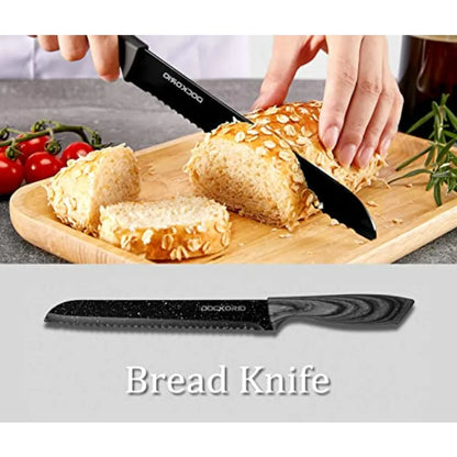 All in One Kitchen Knife Set 19 PCS High Carbon Stainless Steel Chef Knives Serrated Steak Knives Bread Knife Scissors Sharpene
