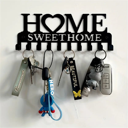 1pc Black Metal Keys Holder Wall Mount Key Holder Sweet Home Design Style Key Rack for Key Hanger with 10 Hooks
