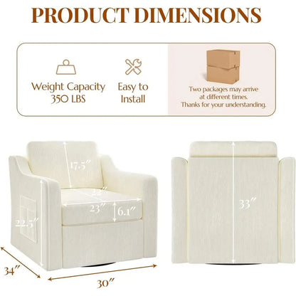 360 Swivel Accent Chair Set of 2 Upholstered Reading Chairs