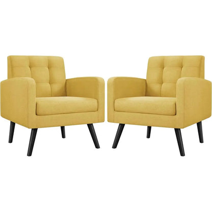 Mid Century Modern Upholstered Accent Chair with Button Tufted Back