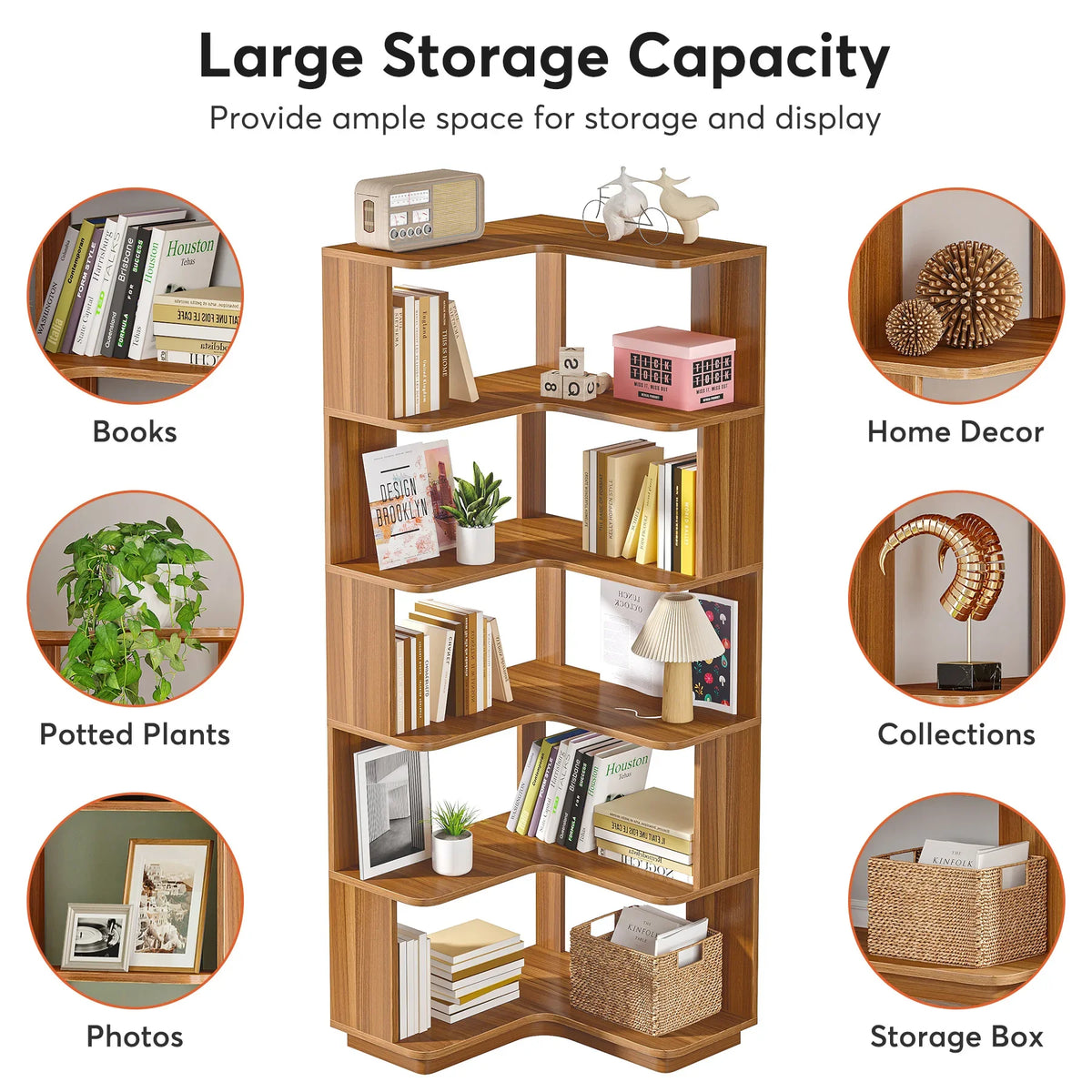Tribesigns Industrial Corner Bookshelf with Anti Drop Panel