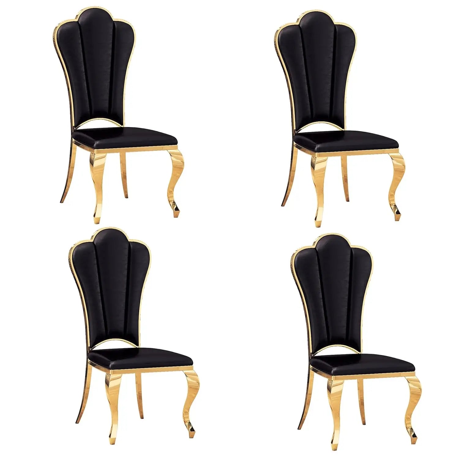 Modern Dining Chair Set of 4, Retro Luxury Leather Dining Room Chairs, Upholstered White Dining Chairs with Gold, Customized
