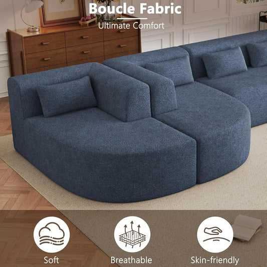 XMSJ ExtravagantLux Modular Sectional Sofa With Premium Boucle Upholstery Finishings
