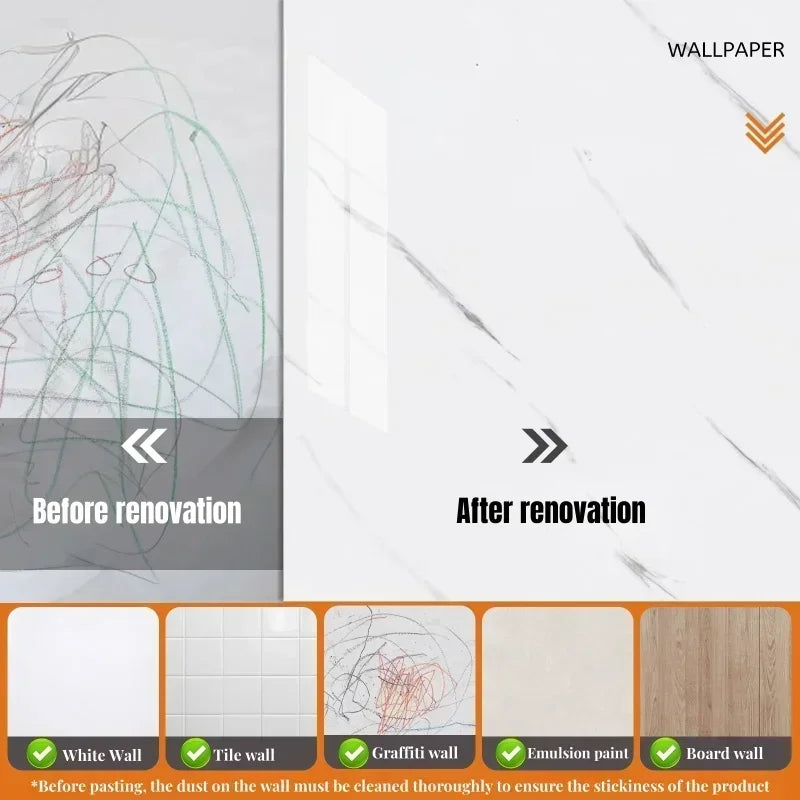 Self Adhesive Marble Peel And Stick Wallpaper PVC Tile Wall