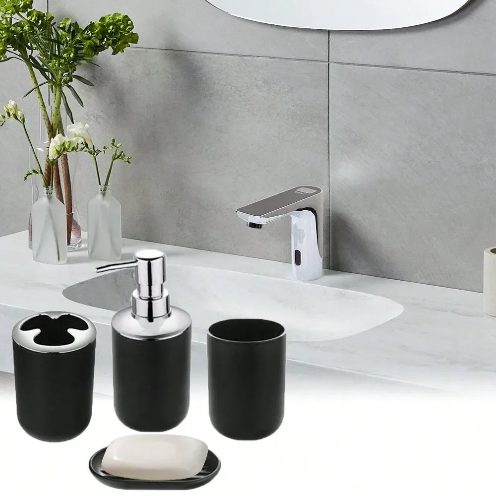 Set Bathroom Supplies Luxury Toilet Brush Lotion Bottle Modern Storage Plastic Toothbrush Holder Home Decor Soap Rach Trash Can
