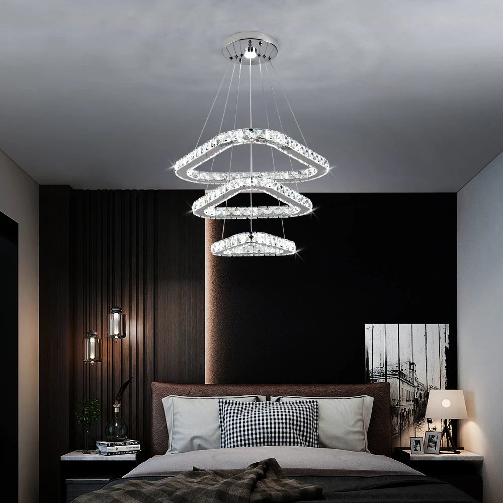 Luxury K9 Crystal Led Modern Pendant Light Chandelier DIY Shape Nordic Ceiling Lamp Lustre Living Dining Room Hang Decor Fixture