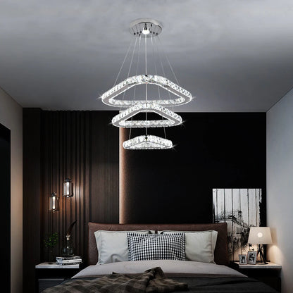 Luxury K9 Crystal Led Modern Pendant Light Chandelier DIY Shape Nordic Ceiling Lamp Lustre Living Dining Room Hang Decor Fixture