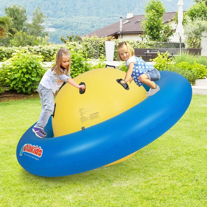OLAKIDS 8FT Inflatable Dome Rocker Bouncer,Outdoor Kids Giant Roll and Play Seesaw Rocker w/ 6 Secure Handles,Max Weight 250 LBS