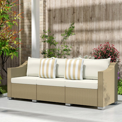 Outsunny Outdoor Wicker Patio Sofa With Cushions And Throw Pillows
