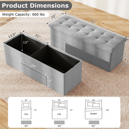 HOMASIS Folding Storage Ottoman Chest With Divider Bench