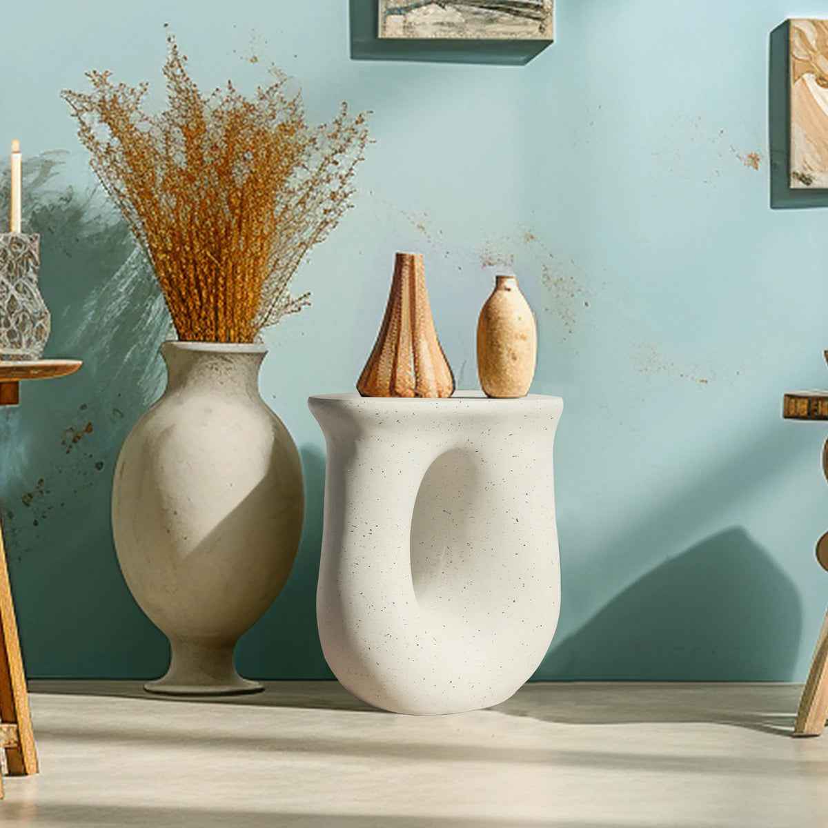Wisfor Modern Concrete Pedestal Table Stand for Home Decor