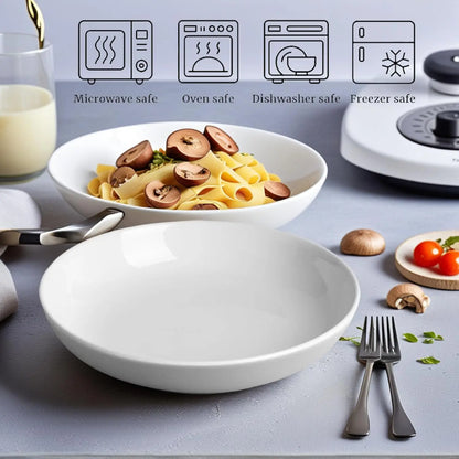 7-Pack Porcelain Pasta Bowls, Large 8.3-Inch Serving Set for Salad, Cereal, Soup - Microwave &amp; Dishwasher Safe