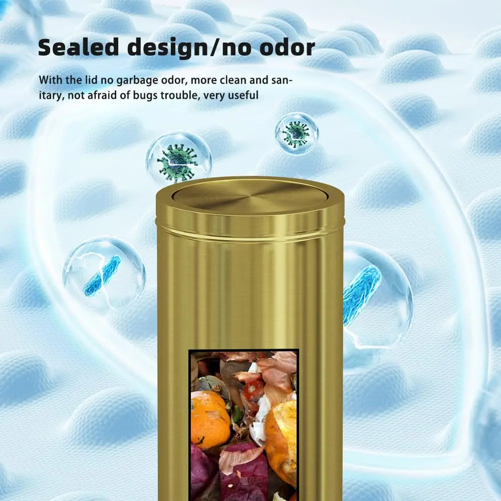 Stainless Steel Trash Can With Flip Lid For Kitchen Bathroom