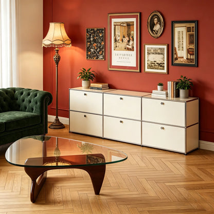 Modern Freestanding Multi-Door Metal Frame Modular Storage Sideboard