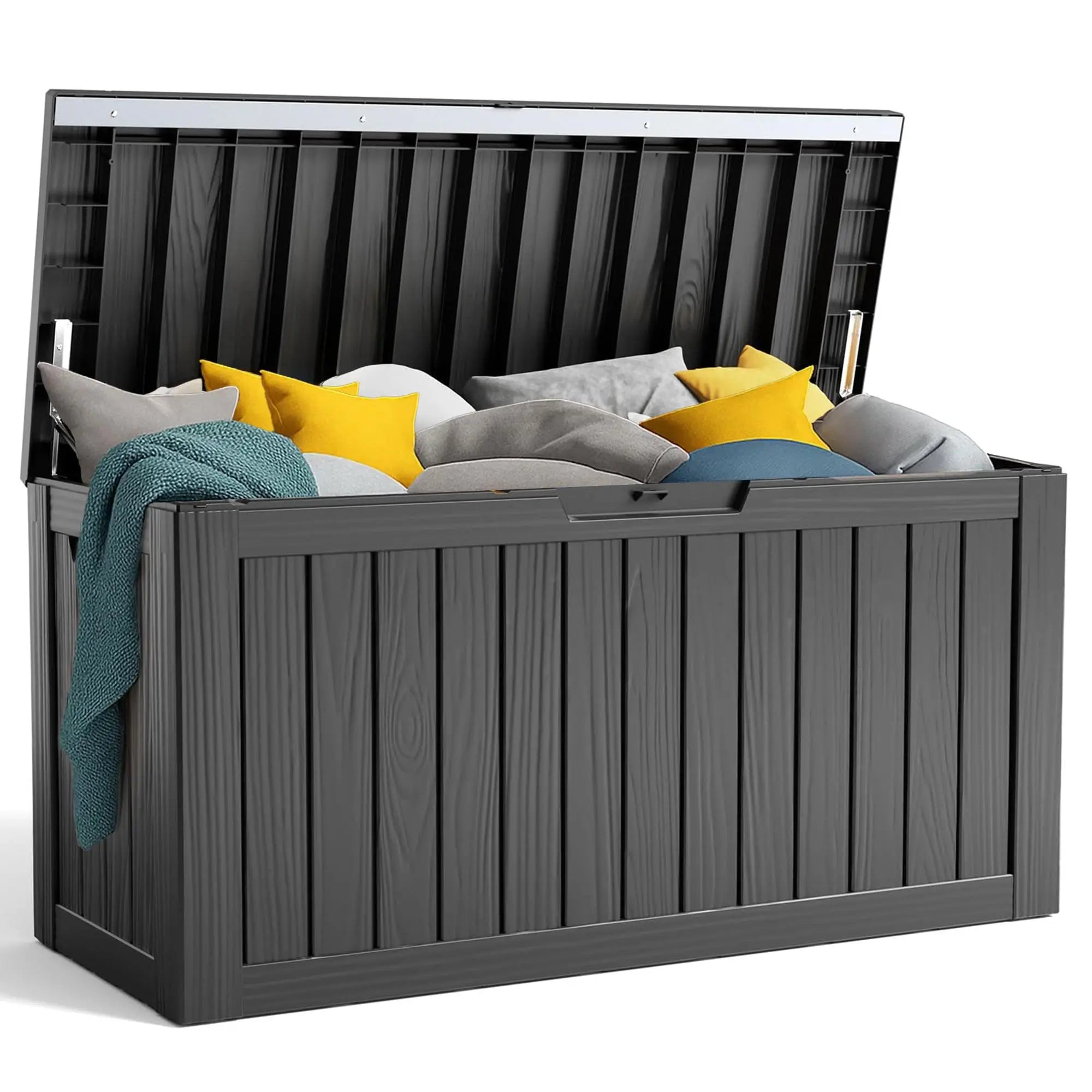 PatioZen 320 Gallon Large Resin Deck Box, Lockable Outdoor Storage Box for Patio Cushions Storage Furniture,Garden Tools
