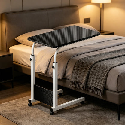 Adjustable Rolling Laptop Cart Overbed Table for Bed or Couch