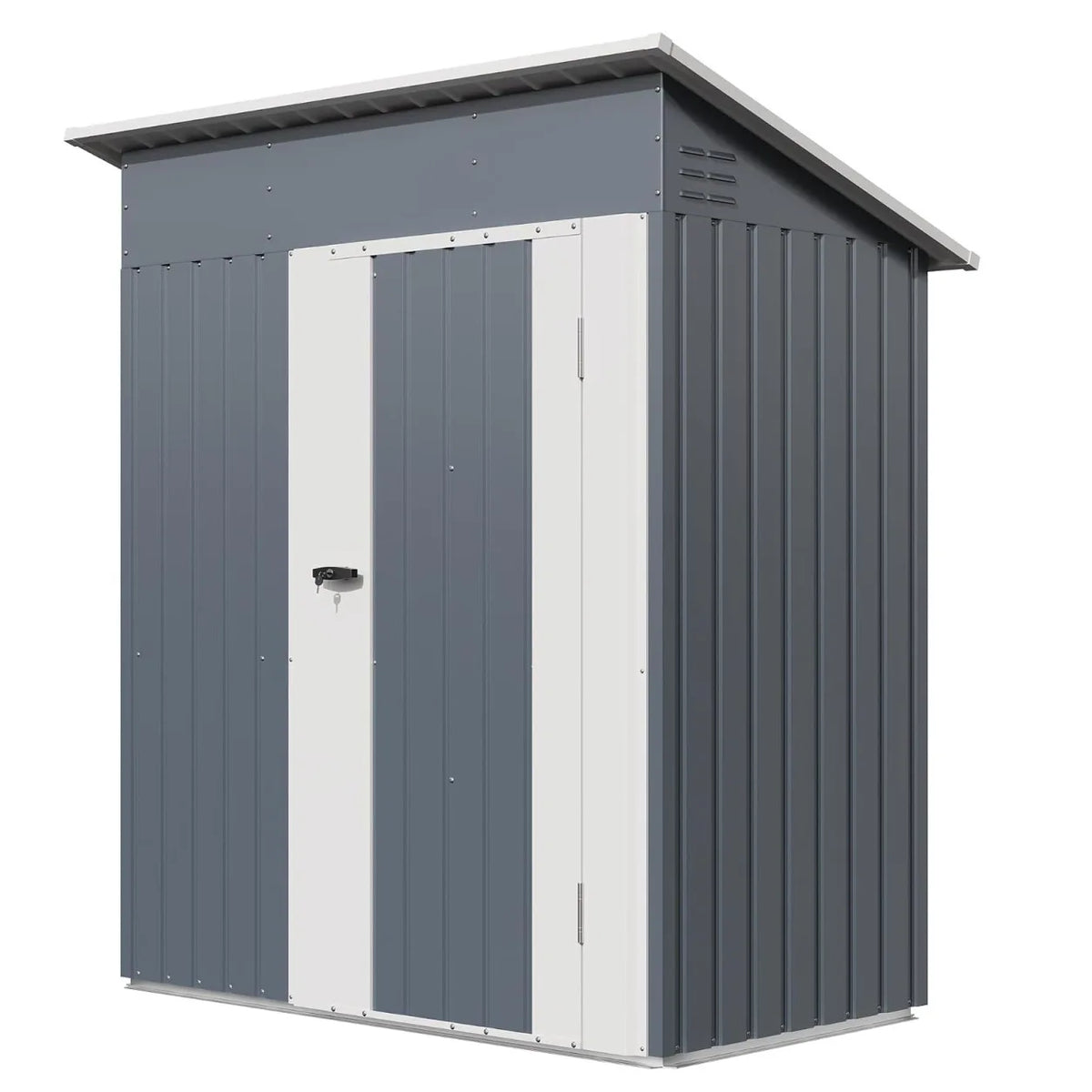 5x3 FT Metal Outdoor Storage Shed Small Garden Tool Shed with Lockable Door Weather Resistant Sloped Roof Ventilation for Backyard Patio Lawn Equipment Garbage Bin Storage