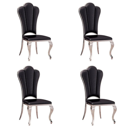Modern Dining Chair Set of 4, Retro Luxury Leather Dining Room Chairs, Upholstered White Dining Chairs with Gold, Customized